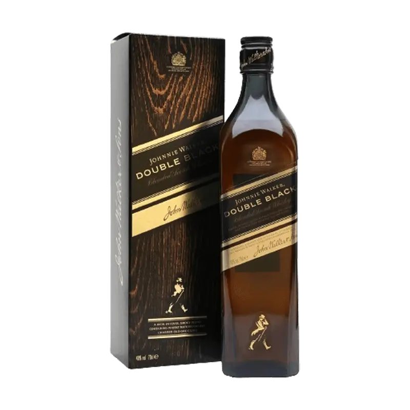 Johnnie Walker Black Label: A bottle of Johnnie Walker Double Black, a premium blended Scotch whisky.