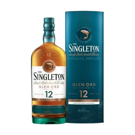 Singleton Glen Ord 12 Year Old Single Malt Scotch Whisky bottle with golden liquid and label.