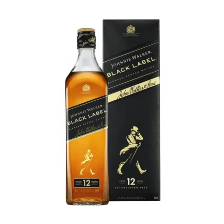 Johnnie Walker Black Label Scotch: A bottle of premium Scotch whisky with a black label, representing its rich and smooth flavor.