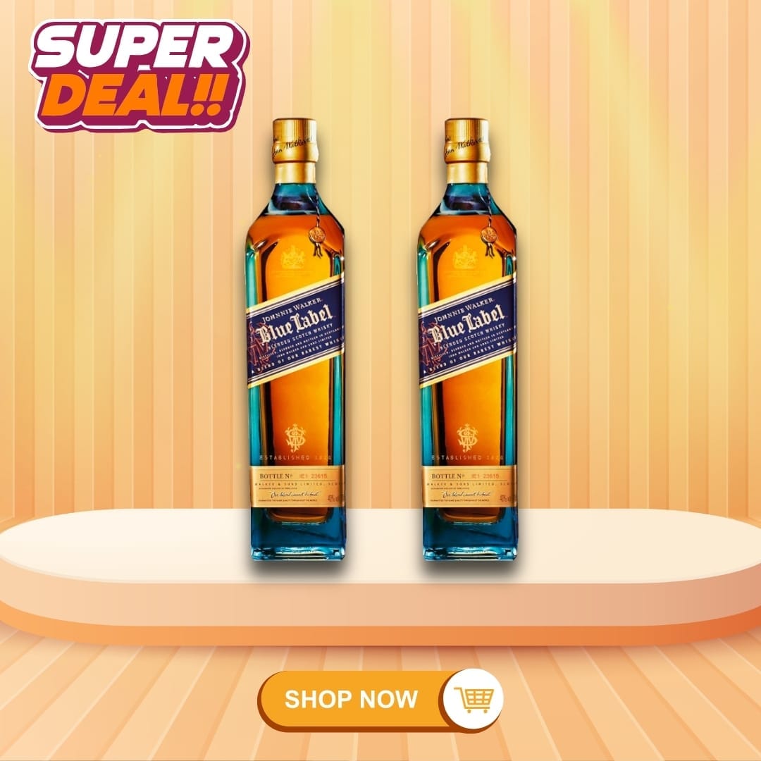 JOHNNIE WALKER Blue Label Blended Scotch Whisky – 2 Bottle Bundle