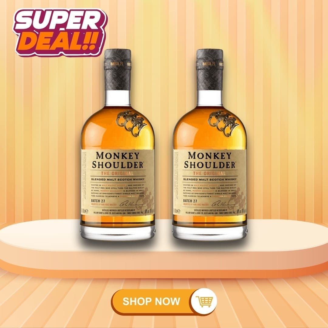 MONKEY SHOULDER Blended Malt Scotch Whisky – 2 Bottle Bundle